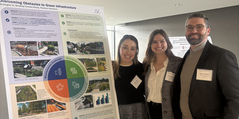 Allison Evans, Chanel Jackson, and Brian Creamer presenting at EBC