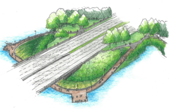 Sketch of path underneath bridge